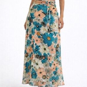 Free People "That's A Wrap" Printed Maxi Skirt Size XL - NWOT